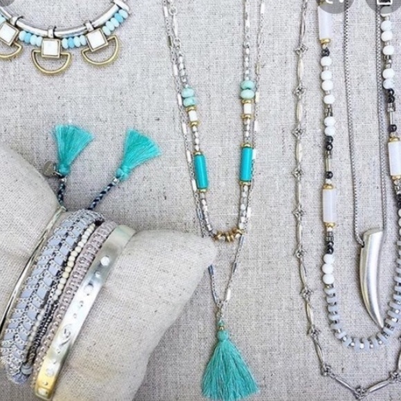 Stella & Dot Costa Necklace Turquoise tassel - Picture 2 of 14
